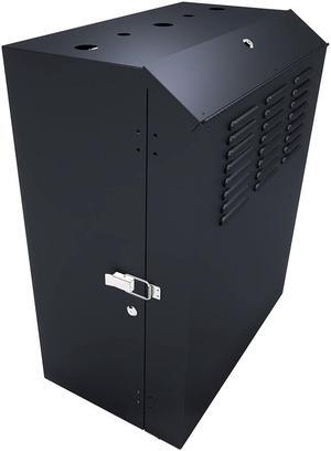 NavePoint 8U Vertical Wall Mount Enclosure, Cold-Rolled Steel, Black (RAL9005) 20.6 inches (525mm) to 23.6 inches (600mm) Switch Depth, CE Compliant