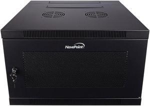 NavePoint 6U Wall Mount Hinged Swing Out Perforated IT Server Network Rack Cabinet Lock