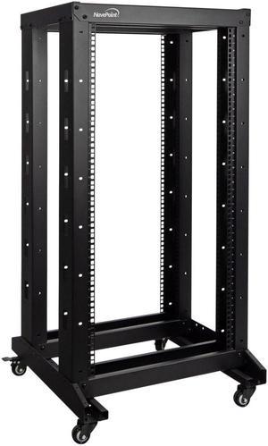 NavePoint 4ft Open Frame 19" 22U 4-Post Network Server Relay Rack Rolling with Casters