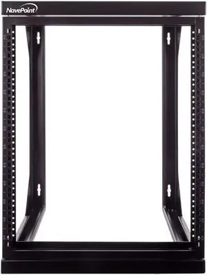NavePoint 12U Wall Mount IT Open Frame 19" Rack with Swing Out Hinged Gate Black