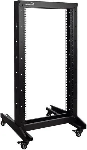 NavePoint 4ft Open Frame 19" 22U 2-Post Network Server Relay Rack Rolling with Casters