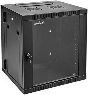 NavePoint 12U Wall-Mount Network Cabinet Enclosure, 550mm Depth, Hinged Back, Swing Gate Server Cabinet, Locks, Pre-Assembled, Reversible Glass Front Door,  2 x L Brackets , 2 Fans, Cable Management