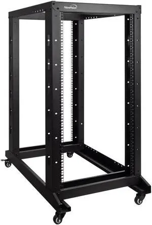 NavePoint 22U Professional 4-Post IT Open Frame Server Network Relay Rack 1000mm Casters Black