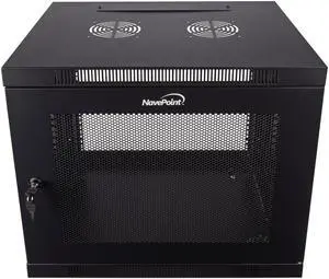 NavePoint 9U Wall Mount Rack Enclosure Server Cabinet 16.5" Deep, Switch-Depth Perforated Door Lock