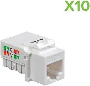 NavePoint CAT5e Ethernet Keystone Adapter Right Angle White 10-pack