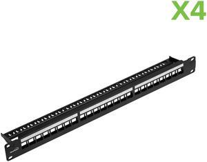 Navepoint 24-Port Cat5/Cat5e/Cat6 Ethernet Patch Panel For 19-Inch Wallmount Or Rackmount Empty For Keystone Insertion Black 4-pack