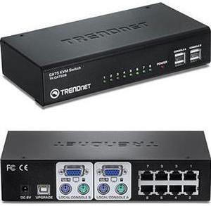 TRENDnet 8-Port CAT5 KVM Switch, CAT5 Cables up to 30m, USB, PS/2, Hot-Keys, VGA, Dual Console, TK-CAT508