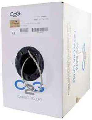 C2G 1000FT Cat6 Bulk Unshielded Ethernet Network Cable w/ Solid Conductors, Gray