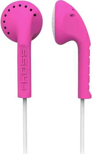 Koss Ke10p Pink Stereo Earbuds Slim Contour Design Soft Rubber Body