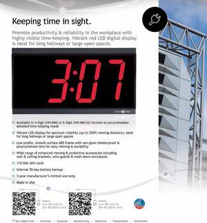Pyramid 4in x 6 Digit Red LED Digital Wall Clock