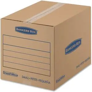 Fellowes 7713801 Bankers Box SmoothMove Basic Moving Boxes, Small Size, Kraft, Blue, 12"H x 12"W x 16"D - 1 Pack (25 Boxes)