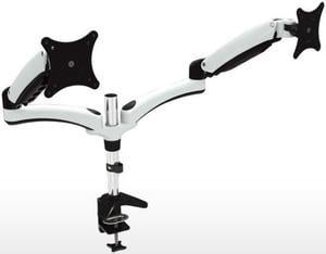 Dual Articulating Monitor Mount. Clamp Base. Supports 15 to 28" monitors.