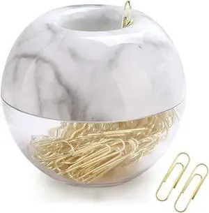 Magnetic Paper Clip Holder, Marble White holder with Gold PaperClips 100pcs 28mm(1.1") Cute Office Supplies for Desk Organizer Magnetic Paper Clip Holder, Marble White holder with Gold PaperClips 100pcs 28mm(1.1") Cute Office Supplies for Desk Organizer