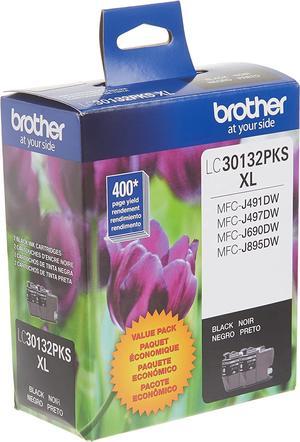 Brother Genuine LC30132PKS 2-Pack High Yield Black Ink Cartridges, Page Yield Up to 400 Pages/Cartridge, LC3013