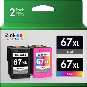 E-Z Ink (TM) Ink Cartridge Replacement  67XL 67 XL 67 for DeskJet 2755e 4155e Envy Pro 6455 6458 6475 Envy 6455e 6055 6055e 6075 DeskJet Plus 4132 4155 (1 Black,1 Tri-Color 2 Pack)