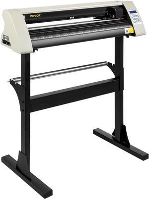 VEVOR Vinyl Cutter Machine, 28 Inch Paper Feed Cutting Plotter Bundle, Adjustable Force & Speed Vinyl Printer, LCD Display Windows Compatible Sign Making kit w/Signmaster, Sturdy Stand, 3Blades, White