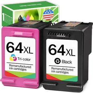 Limeink Remanufactured Ink Cartridges Replacement  64 Ink Cartridges  64xl Ink Cartridge Combo Pack Printer Ink  64 xl Envy  Printer Ink 64  Ink 64 Black and Color 2 Pack