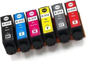 Remanufactured Ink Cartridge Replacement for 312XL 314XL 312 XL T312XL use with Expression Photo XP-15000 XP15000 Printer (6 Pack)