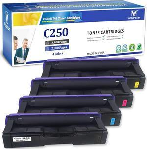 VICTORSTAR 4 Color Compatible Toner Cartridges SP C250 C261 High Capacity 2300 Pages for Black Cyan Magenta Yellow for RICOH Aficio SP C250DN C250SF C261SFN C261SFNw C261DNw Laser Printers