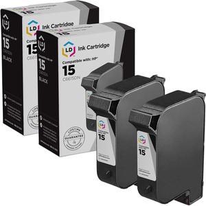 LD Remanufactured Replacements  15 C6615DN Pack of 2 Black Ink Cartridges for DeskJet 3820, 810, 812, 825,