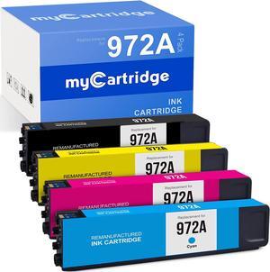 myCartridge Remanufactured Ink Cartridge Replacement  972 972A Ink Cartridges Combo Pack use with PageWide Pro 477dw 577dw 377dw 477dn 452dn 452dw 552dw Black Cyan Magenta Yellow (4-Pack)