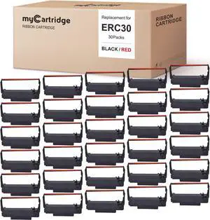 Compatible Ribbon Cartridge Replacement ERC30 ERC-30 ERC 30 34 38 B/R for use in ERC38 NK506 (Black Red, 30 Pack)