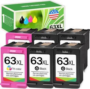 Limeink 6 Remanufactured Ink Cartridge 63XL 63 XL High Yield  Envy 4512 4520 Deskjet 3632 2130 2132 1110 3636 3637 1112 3630 3634 OfficeJet 3830 3833 4650 4652 4655 5255 5258 Printer Black Color