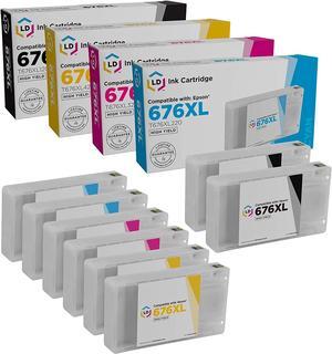 LD Products Remanufactured Ink Cartridge Replacement for Epson 676XL T676XL High Yield (2 Black, 2 Cyan, 2 Magenta, 2 Yellow, 8-Pack) Workforce WP-4020 WP-4530 WP-4540 WP-4010 WP-4023 WP-4090 WP-4520