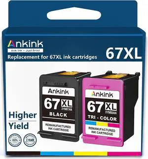 Ankink 67XL Ink Cartridge Replacement  ink 67 XL HP67 Black Color Combo 2700 2700e 2752 2752e 2742e 2755 2755e 4100 4100e 4152e 4155 4155e 6000 6055e 6055 6400 6458 6458e 6452 6455 6455e Printer