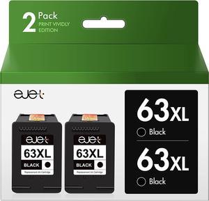 ejet Remanufactured 63XL Black Ink Replacement  63XL Black Ink Cartridge, High Yield Work with OfficeJet 3830 4650 5255 Envy 4520 4512 4516 Deskjet 1112 3630 3634 3639 3632 2132 Printer(2 Black)