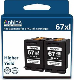 Ankink 67XL Ink Cartridge Black Replacement  Ink 67 XL HP67 Combo Deskjet 2700 2700e 2752 2752e 2742e 2755 2755e 4100 4100e 4152e 4155 4155e Envy 6000 6055e 6055 6400 6455e Printer HP67XL Blk