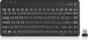 Perixx Periboard-706 Wireless Trackball Mini Keyboard, Build-in 0.55 Inch Trackball for Pointing Feature, Black, US English Layout