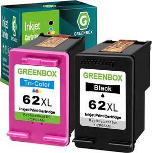 GREENBOX Remanufactured Ink Cartridge 62 Replacement for HP 62XL 62 XL for HP Envy 7640 5660 5540 5640 5642 7645 5549 Officejet 5740 5741 8040 OfficeJet 200 250 Mobile Printer (1 Black 1 Tri-Color)