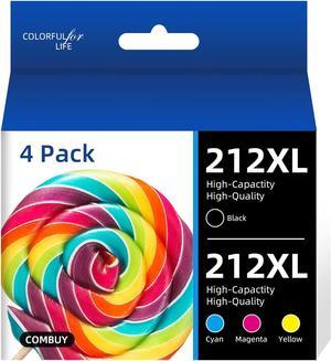 212XL Ink Cartridges Remanufactured Replacement for Epson 212XL T212XL 212 XL T212 Combo Pack for WF2850 Ink XP4105 XP4100 WF2830 Printer Ink Black Cyan Magenta Yellow 4 Pack