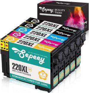 Sepeey Remanufactured Ink Cartridge Replacement for Epson 220 220XL 220 XL T220, Use with Epson WF-2760 WF-2750 WF-2630 WF-2650 WF-2660 Expression Home XP-420 XP-320 XP-424 Printer, 5 Packs