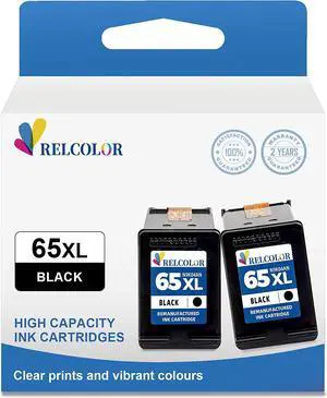 Relcolor Replacement  Ink Cartridge 65 65XL HP65 XL Black Combo for Envy 5000 5055 5052 5014 DeskJet 3755 3700 3772 3752 2622 2652 2600 Printer, HP65XL