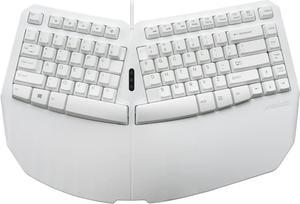 Perixx PERIBOARD413W DV Wired USB Ergonomic Compact Split Keyboard  1575x1083x217 inches TKL Design  White  Dvorak Layout