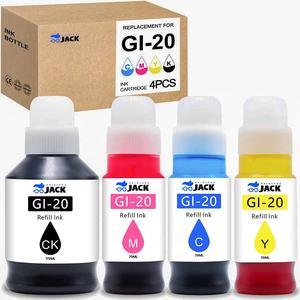 Printers Jack Compatible Canon GI20 GI20 Refill Ink Bottles Kit for Canon PIXMA G5020 G6020 G7020 MegaTank Printers