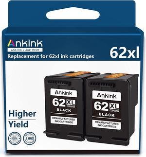 Ankink high Yield Remanufactured 62XL Ink Cartridges Replacement 62XL 62 XL to use with Envy 5540 5640 5660 7640 7645 OfficeJet 5740 8040 200 250 Series Printer Black 2 Pack