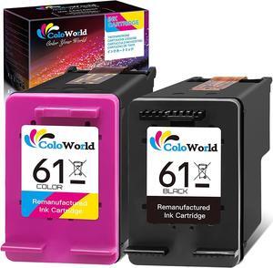 ColoWorld Remanufactured Printer Ink 61 Replacement  61 Ink Cartridge Combo Pack Fit for Envy 4500 4502 5530 DeskJet 2512 1512 2542 2540 2544 3000 3052a OfficeJet 4630 Printer (1 Black,1 Color)