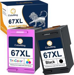 Colorking Remanufactured Ink Cartridge Replacement  67XL 67 XL  Envy 6055 6055e 6075 Deskjet 2755 2755e 2752 Deskjet Plus 4155 4155e 4158 Envy Pro 6455 6452 Printer (1 Black, 1 Tri-Color)