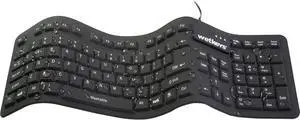 WetKeys "Soft-Touch Comfort Professional-Grade Full-Size Flexible Silicone Washable Keyboard (USB) (PS/2) (Black) | KBWKFC106-BK