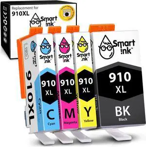 Smart Ink Compatible Ink Cartridge Replacement  910XL 910 XL (Black XL & C/M/Y XL 4 Combo Pack) to use with Officejet Pro 8025 8020 8028 8035 8023 Officejet 8022 8010 8015