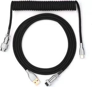 EPOMAKER Mix 1.8m Coiled Keyboard Cable, USB C to USB A TPU Cable for Mechanical Gaming Keyboard, with Detachable Metal Aviator for Custom Keyboard, Black EPOMAKER Mix 1.8m Coiled Keyboard Cable, USB C to USB A TPU Cable for Mechanical Gaming Keyboard, with Detachable Metal Aviator for Custom Keyboard, Black