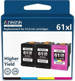 Ankink 61XL Ink Cartridge Black Color Combo Pack Replacement Ink 61 HP61 XL HP61XL for Envy 4500 5530 4502 5535 5534 OfficeJet 4630 4635 DeskJet 2540 1000 1010 1055 1510 3050 3510 Printer