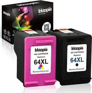 Inktopia Remanufactured Ink Cartridge Replacement  64 XL 64XL for Envy Photo 7858 7855 7155 6255 6252 7120 6232 7158 7164 Envy 5542 Tango X Terra Printer (1 Black, 1 Tri-Color)
