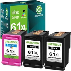 GREENBOX Remanufactured Ink Cartridge 61 Replacement  61XL 61 XL  Envy 4500 5530 5534 5535 Deskjet 1000 1056 1010 1510 1512 2540 3050 Officejet 2620 Printer (2 Black 1 Tri-Color)