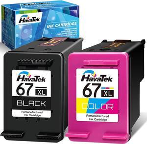 HavaTek 67XL Ink Cartridge Replacement  67 Ink Cartridges Black/Color Combo Pack, Fit for Envy 6000 6055e 6058 6400 6455 Deskjet 2700 2725 4100 2752e 2742e 4152 2755e 4155e Printer (2 Pack)