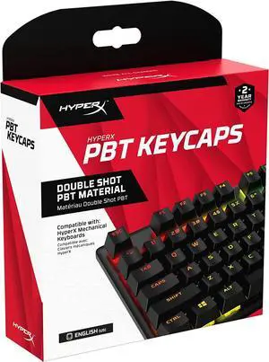 HyperX PBT Keycaps  Full Key Set, Double Shot PBT Material, English (US) Layout, 104 Keys  Black