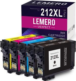 LemeroUexpect Remanufactured Ink Cartridge Replacement for Epson 212XL T212XL 212 XL Combo Pack Fit for Expression Home XP4105 XP4100 Workforce WF2850 WF2830 Printer Black Cyan Magenta Yellow 5P
